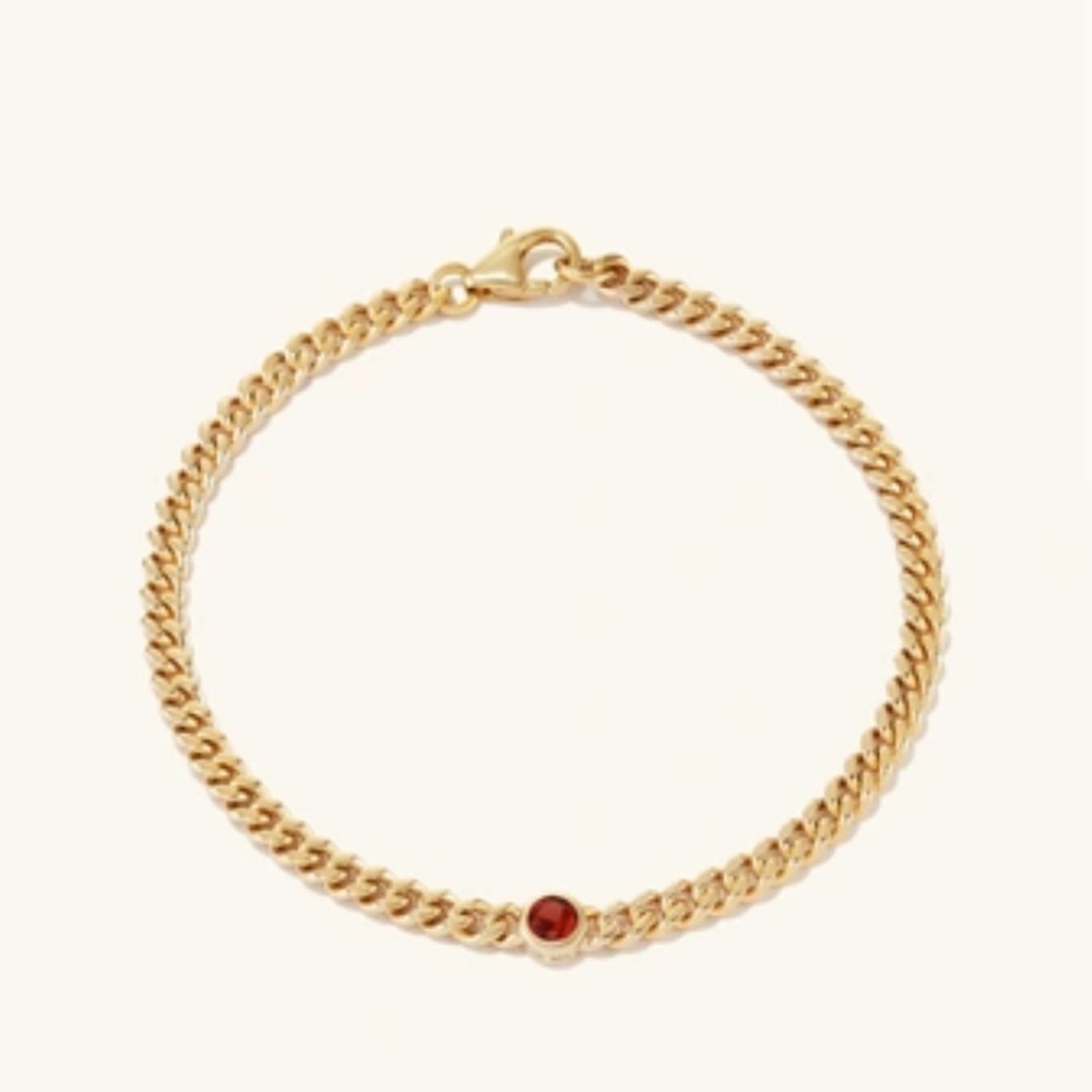 Mejuri Chunky Curb Chain Gemstone Bracelet Garnet